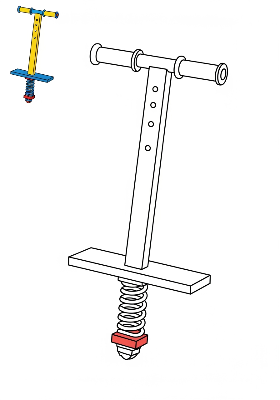 easy toys and games Outdoor Toys pogo stick kids coloring page 1