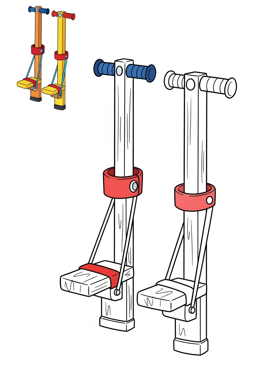 easy toys and games Outdoor Toys stilts kids coloring page 1