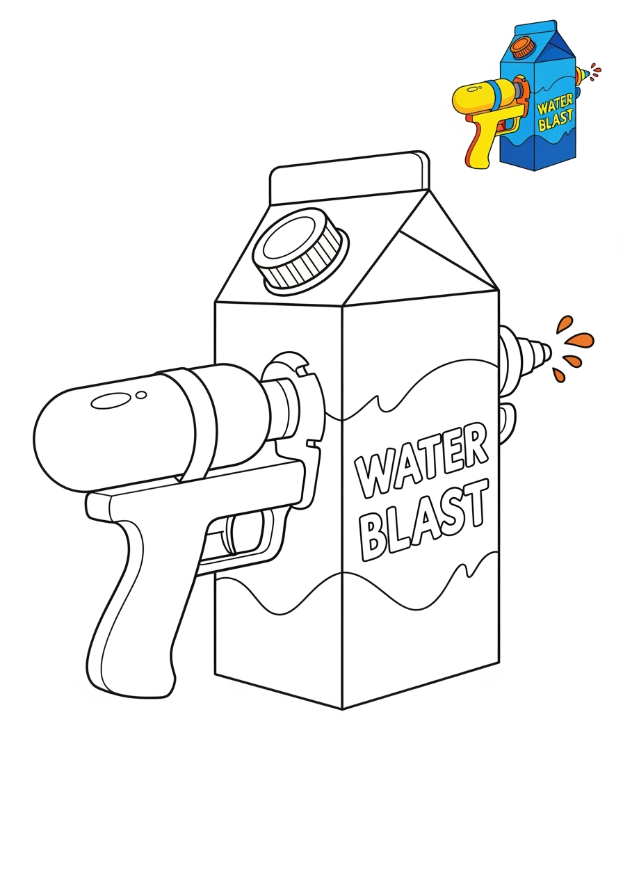 easy toys and games Outdoor Toys water gun kids coloring page 1