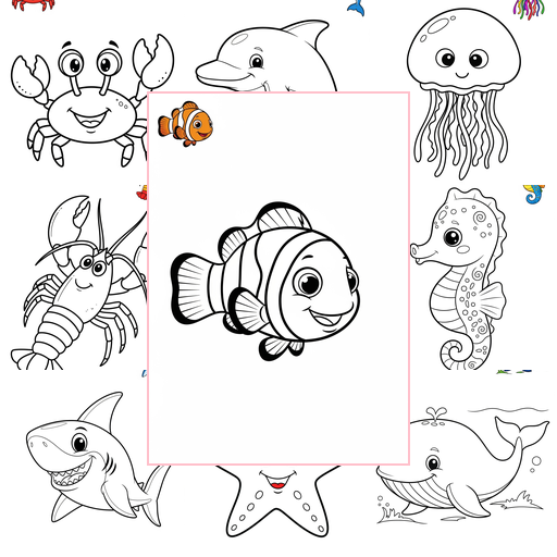 Easy Underwater and Ocean Sea Creatures Coloring Sheets Collections Thumbnail