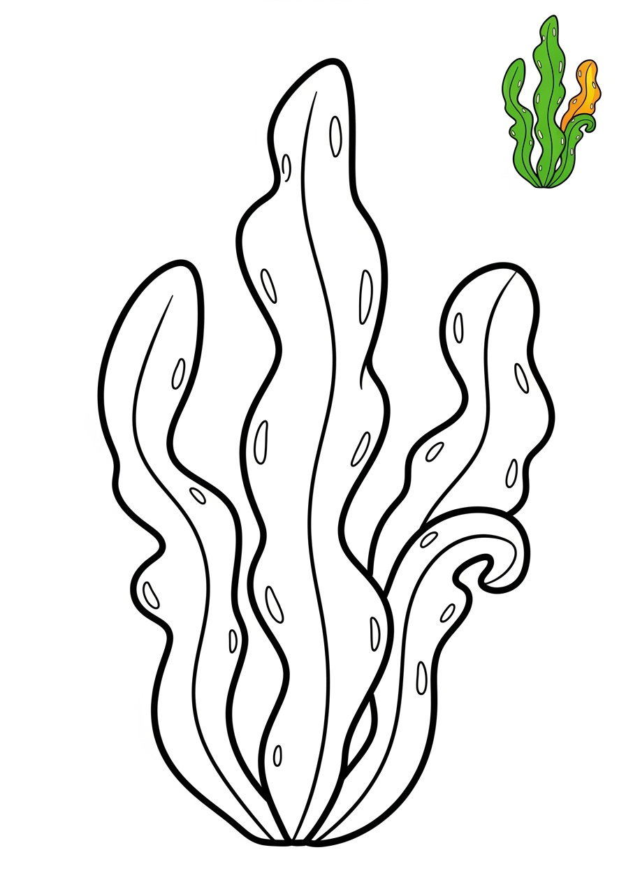 easy underwater and ocean Ocean Scenes seaweed kids coloring page 1