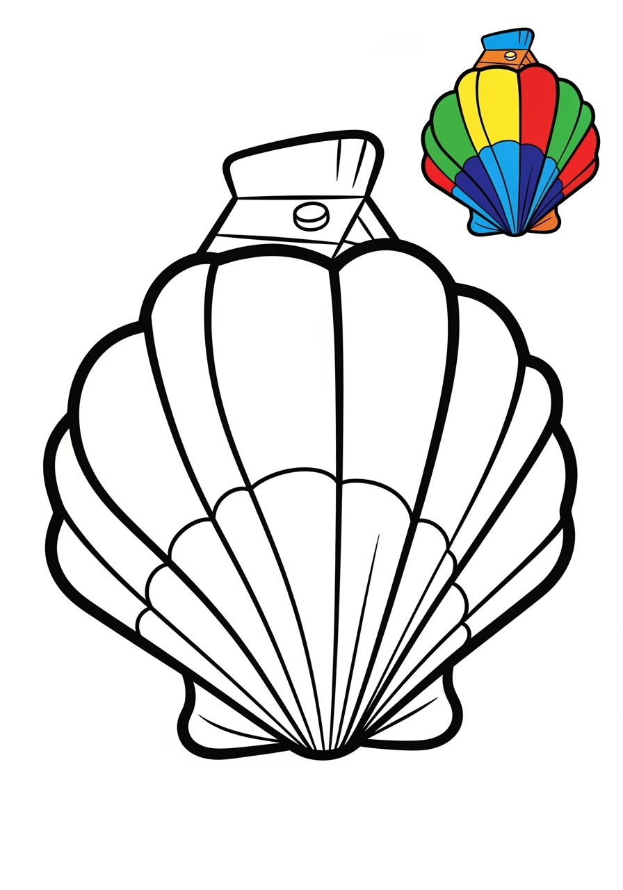 easy underwater and ocean Ocean Scenes shell kids coloring page 0