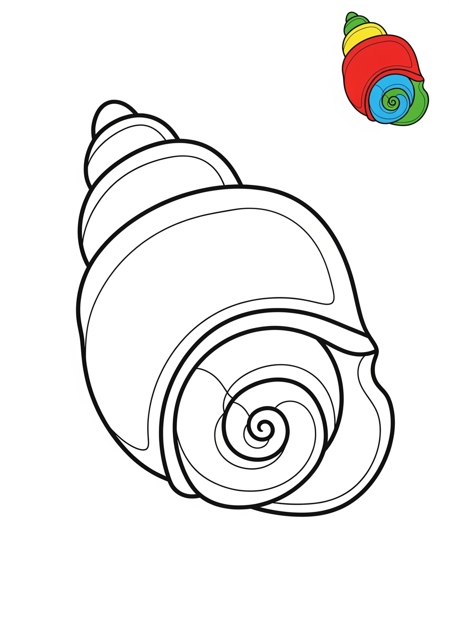 easy underwater and ocean Ocean Scenes shell kids coloring page 1