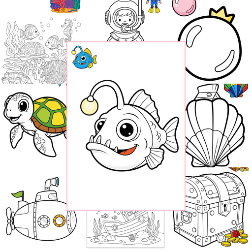 Easy Underwater and Ocean Ocean Scenes Coloring Sheets Collections Thumbnail