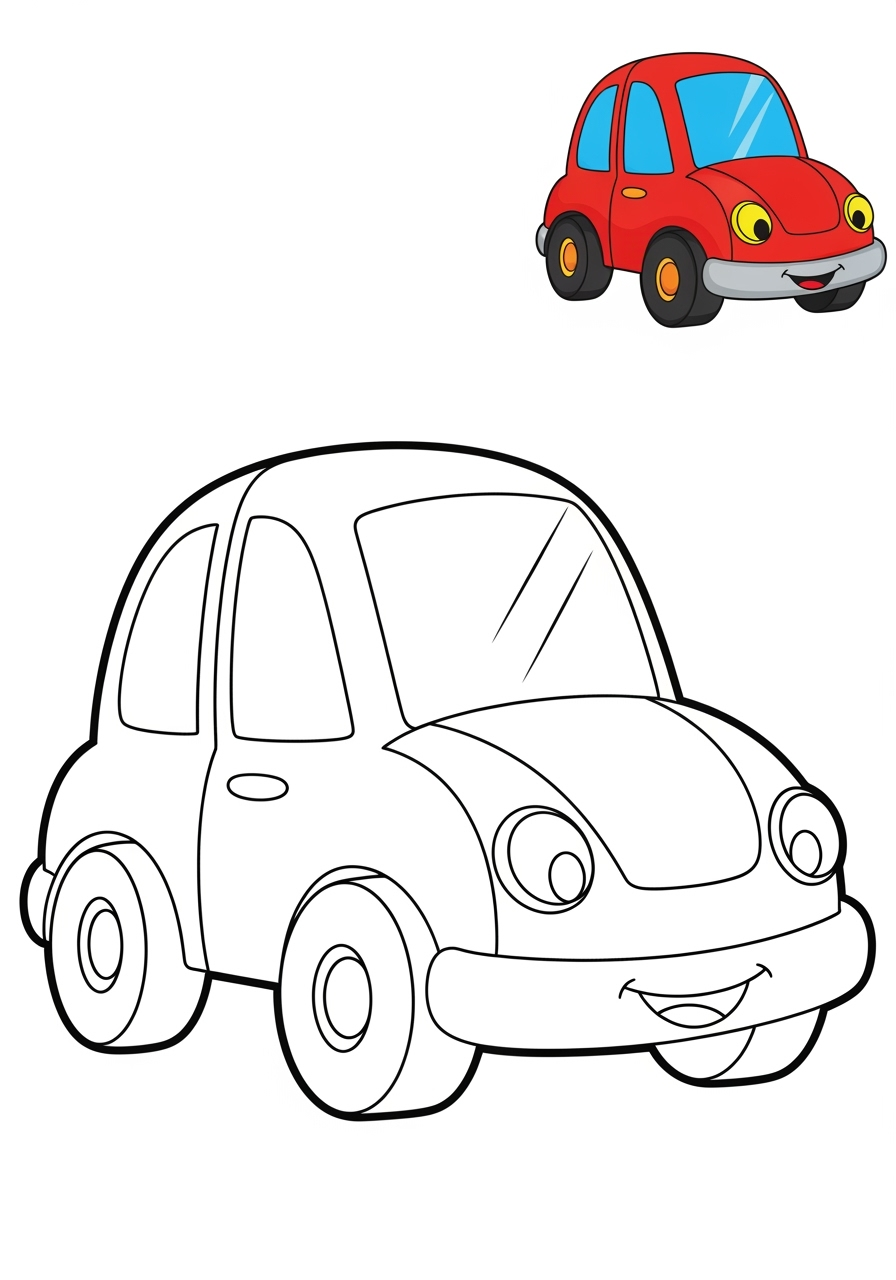 easy vehicles Cars & Trucks car kids coloring page 1