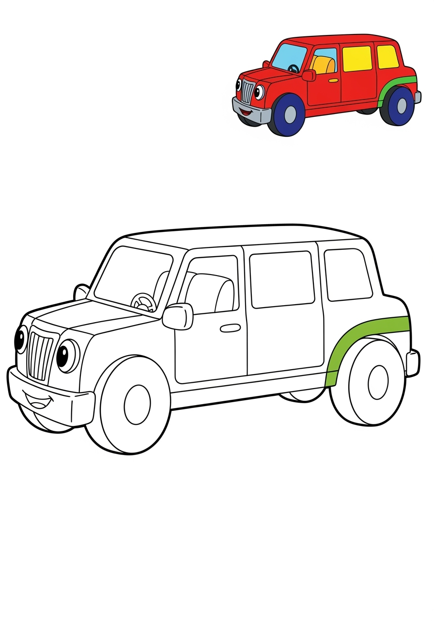 easy vehicles Cars & Trucks limousine kids coloring page 0