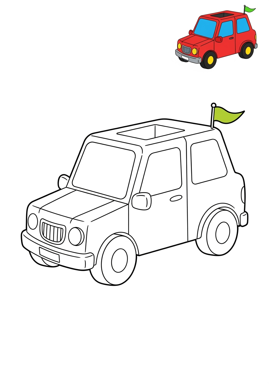 easy vehicles Cars & Trucks limousine kids coloring page 1