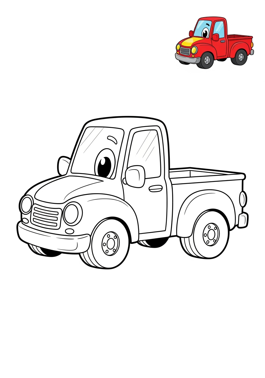 easy vehicles Cars & Trucks pickup kids coloring page 0