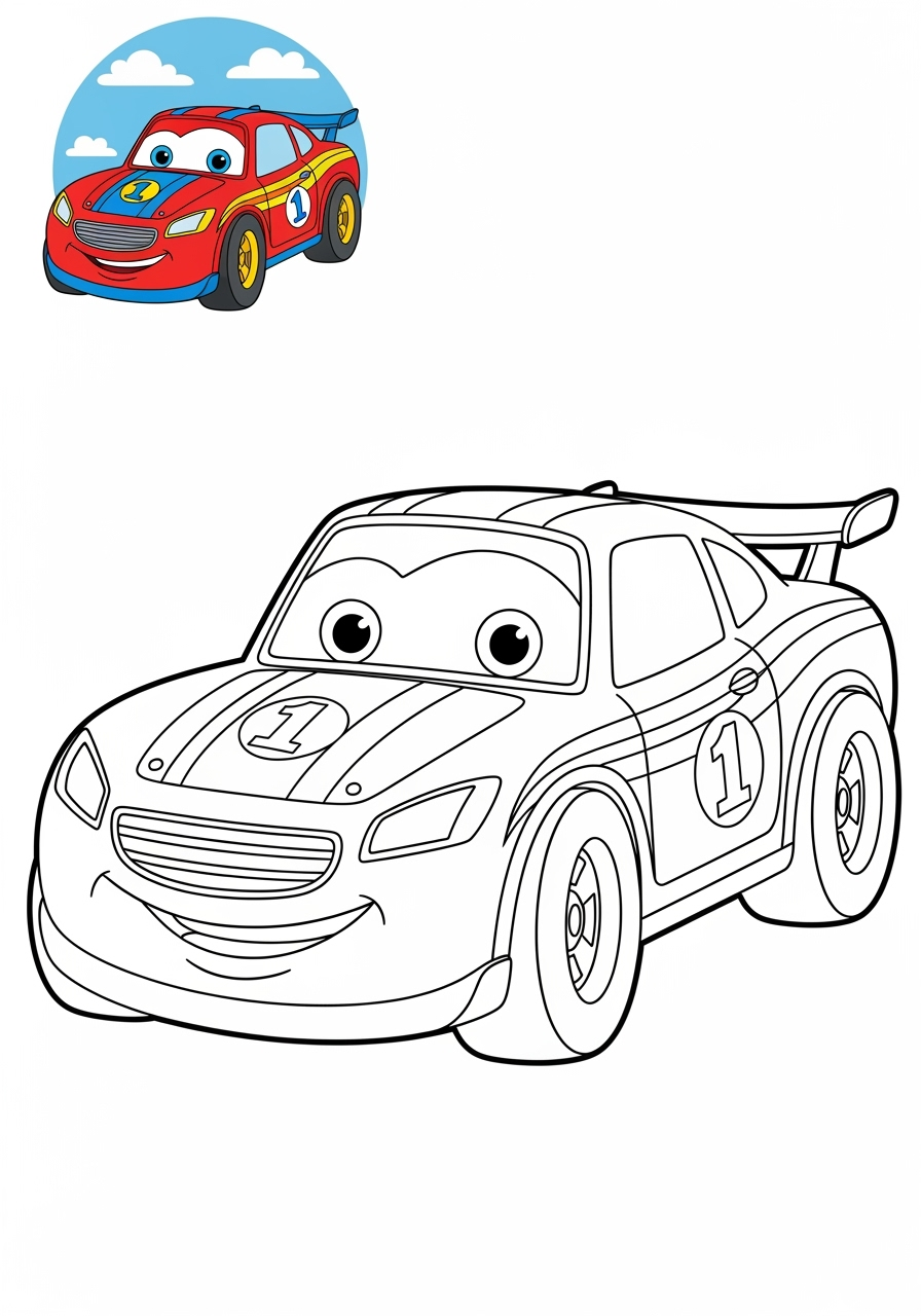 easy vehicles Cars & Trucks racecar kids coloring page 0
