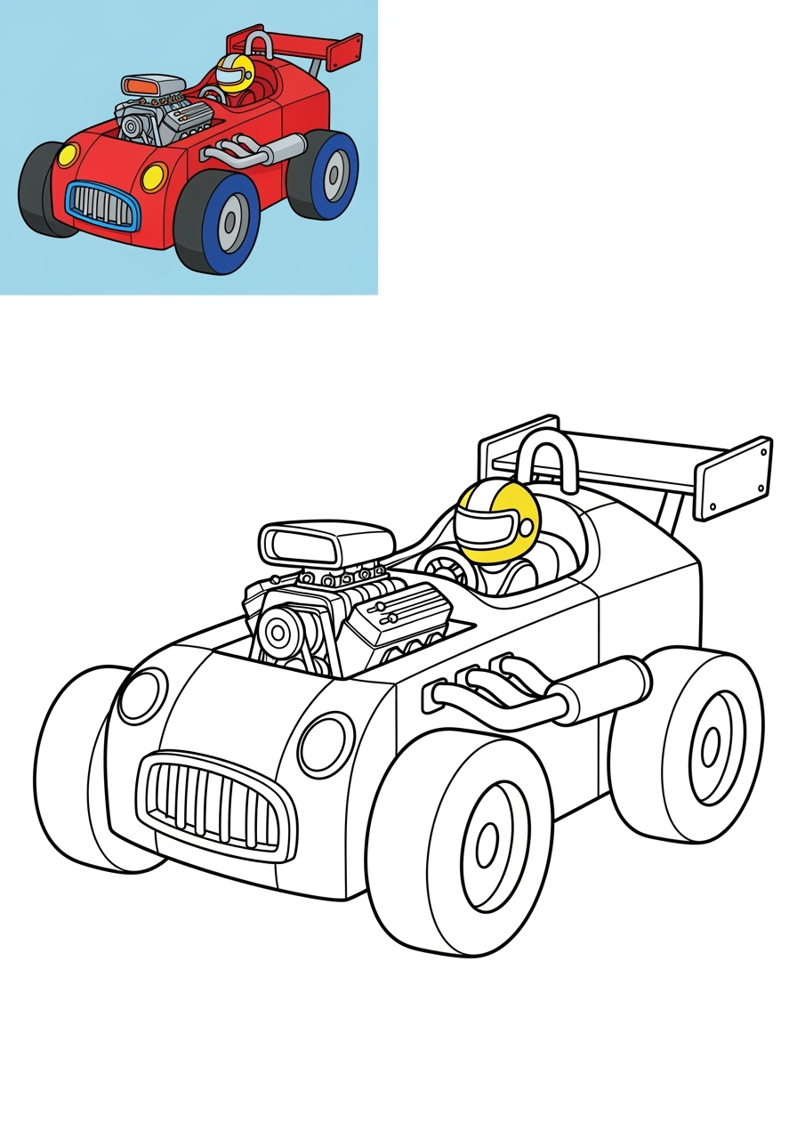 easy vehicles Cars & Trucks racecar kids coloring page 1