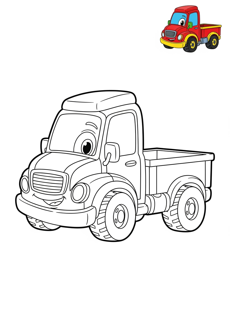 easy vehicles Cars & Trucks truck kids coloring page 0