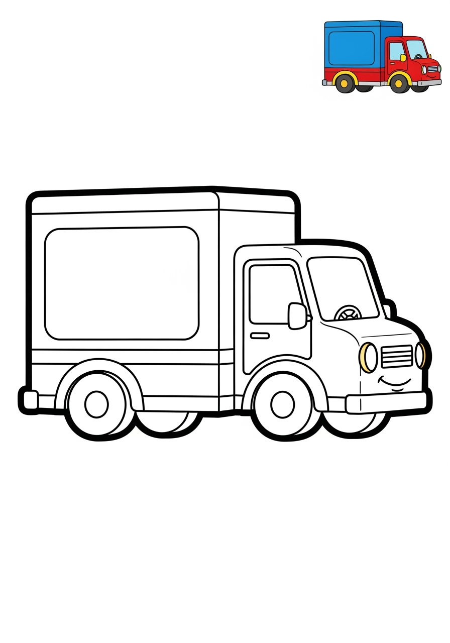 easy vehicles Cars & Trucks truck kids coloring page 1