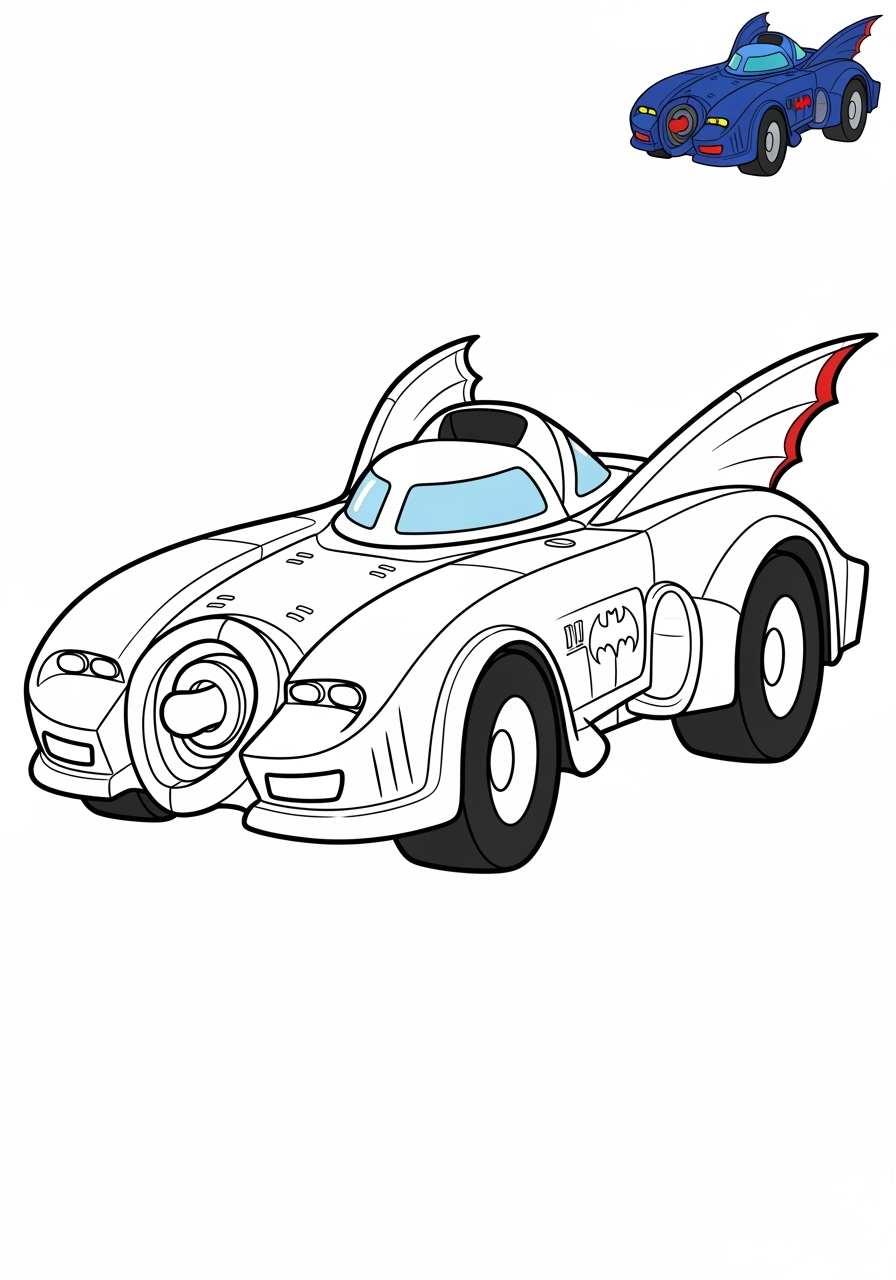 easy vehicles Fantasy Vehicles batmobile kids coloring page 0