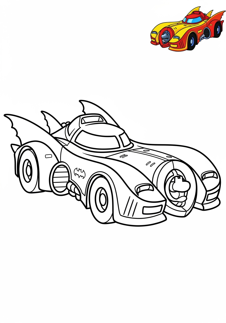 easy vehicles Fantasy Vehicles batmobile kids coloring page 1