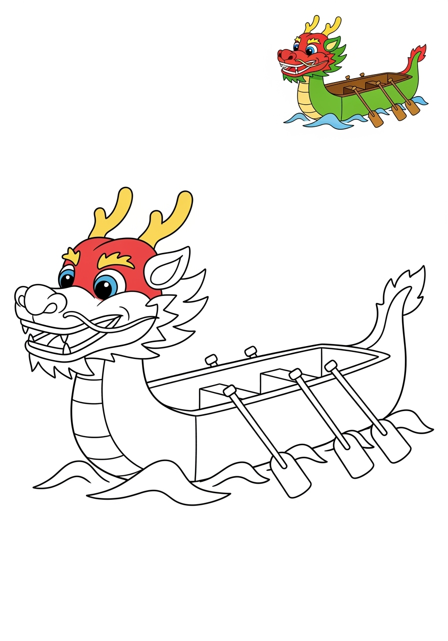 easy vehicles Fantasy Vehicles dragon boat kids coloring page 0