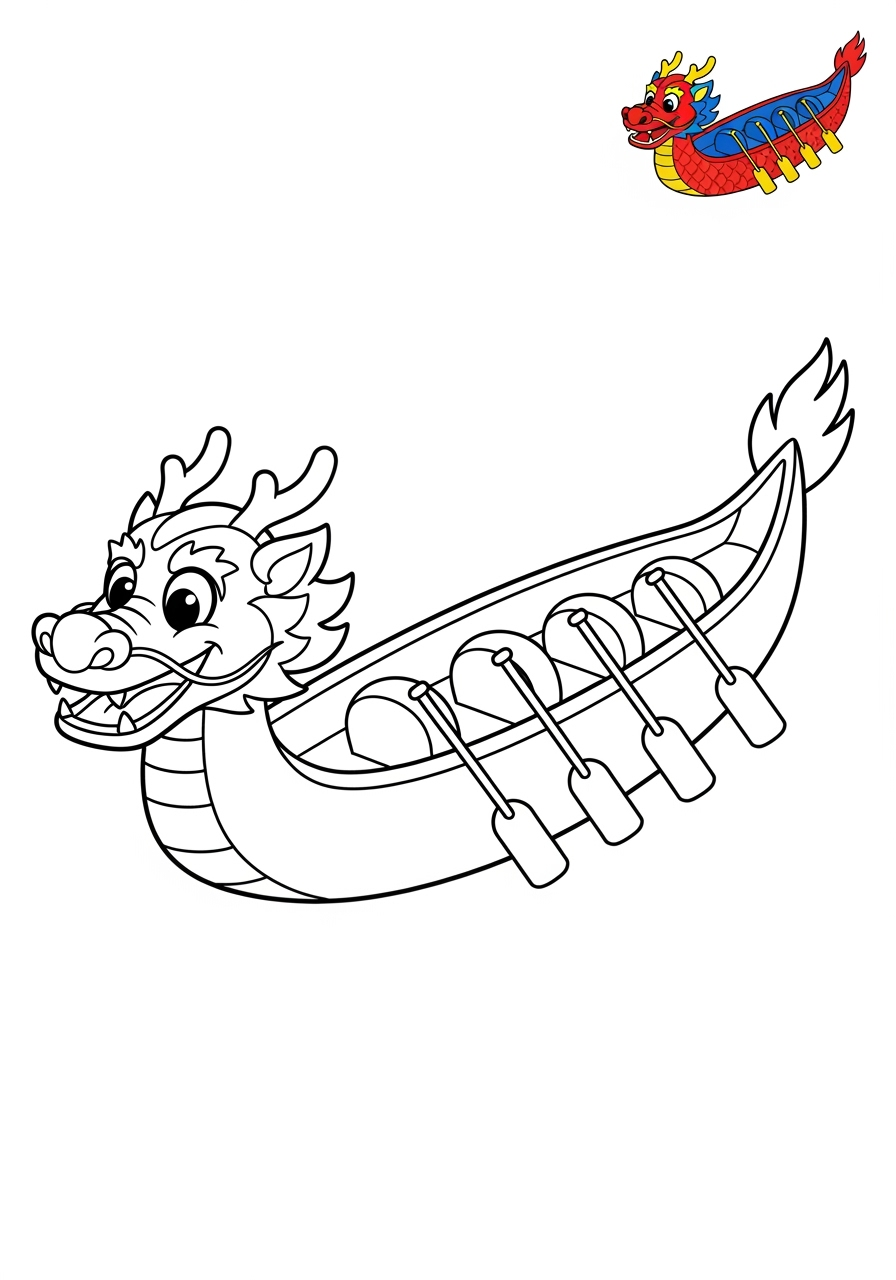 easy vehicles Fantasy Vehicles dragon boat kids coloring page 1
