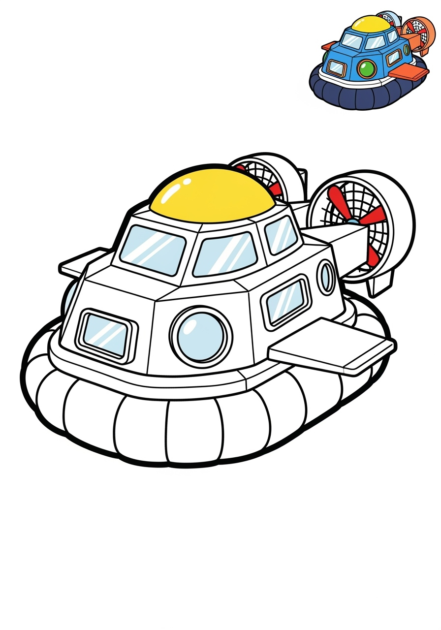 easy vehicles Fantasy Vehicles hovercraft kids coloring page 0