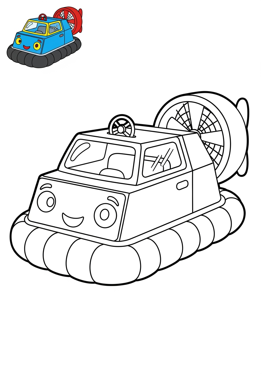 easy vehicles Fantasy Vehicles hovercraft kids coloring page 1