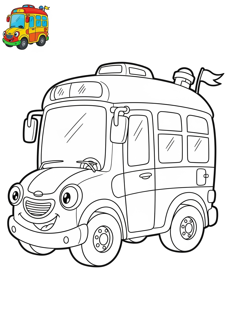 easy vehicles Fantasy Vehicles magic bus kids coloring page 0