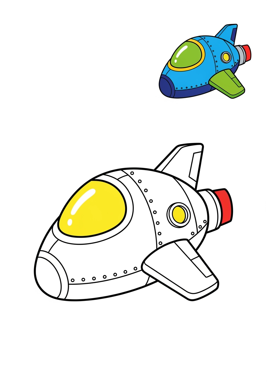 easy vehicles Fantasy Vehicles spaceship kids coloring page 0