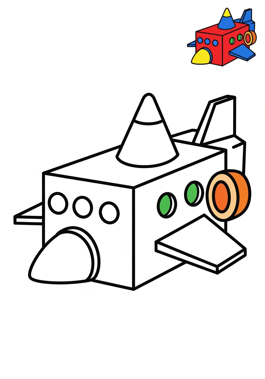 easy vehicles Fantasy Vehicles spaceship kids coloring page 1