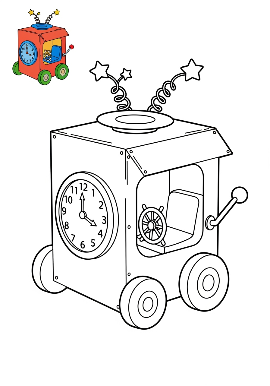 easy vehicles Fantasy Vehicles time machine kids coloring page 0