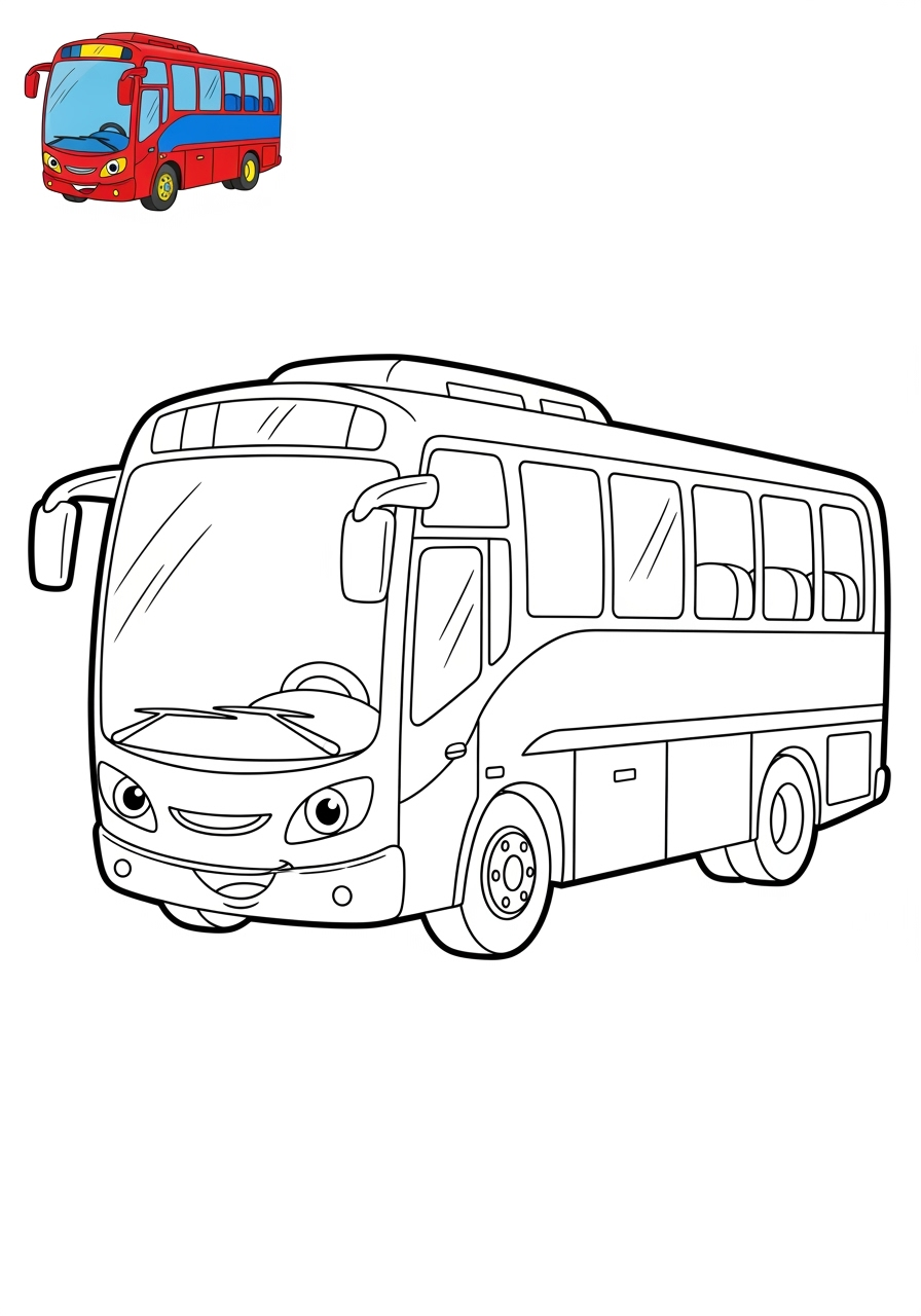 easy vehicles 대중교통 coach bus kids coloring page 0