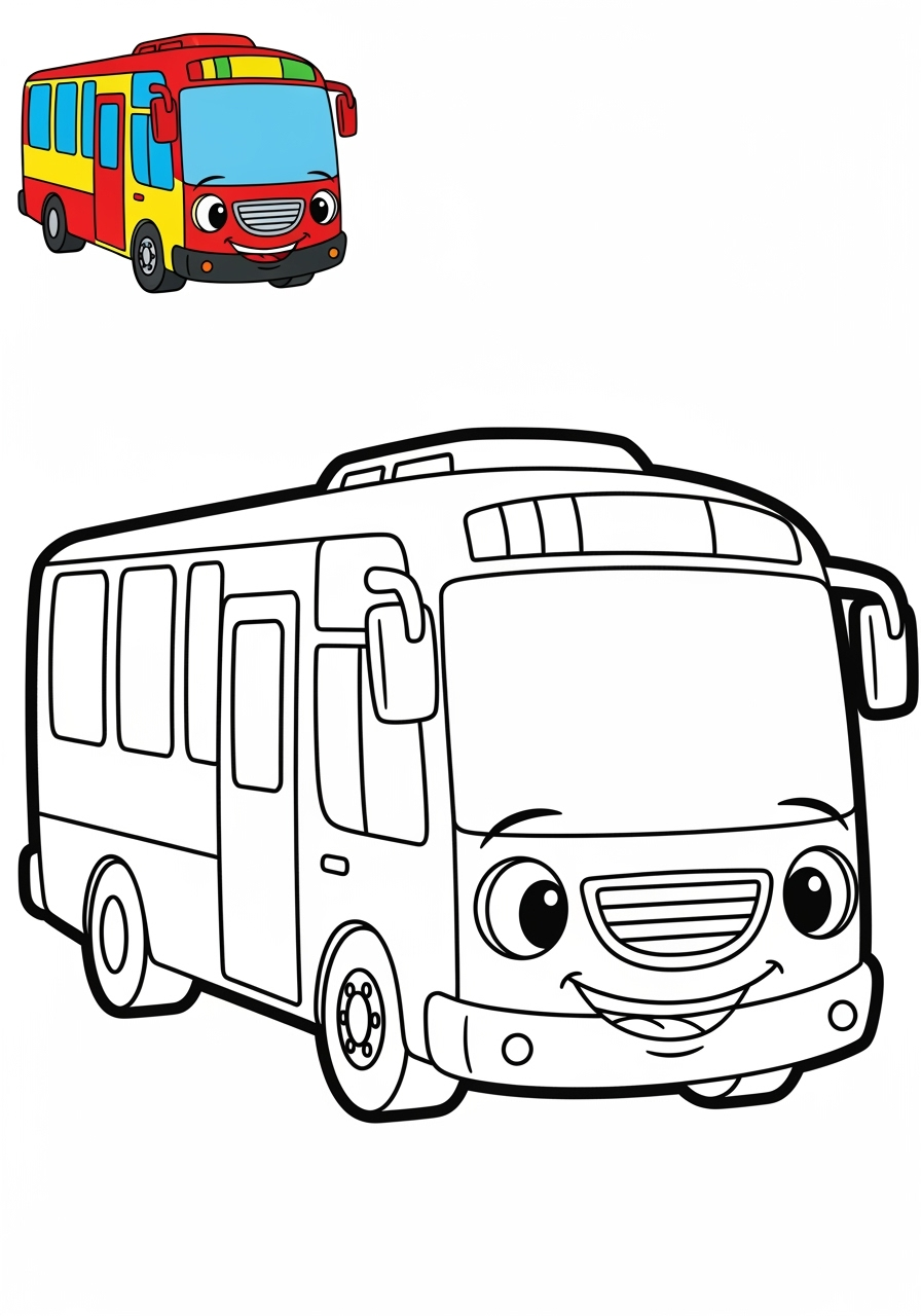 easy vehicles 대중교통 coach bus kids coloring page 1