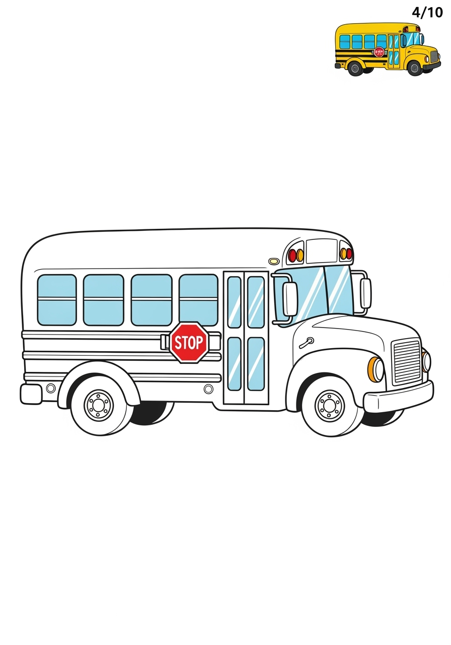 easy vehicles 대중교통 school bus kids coloring page 0