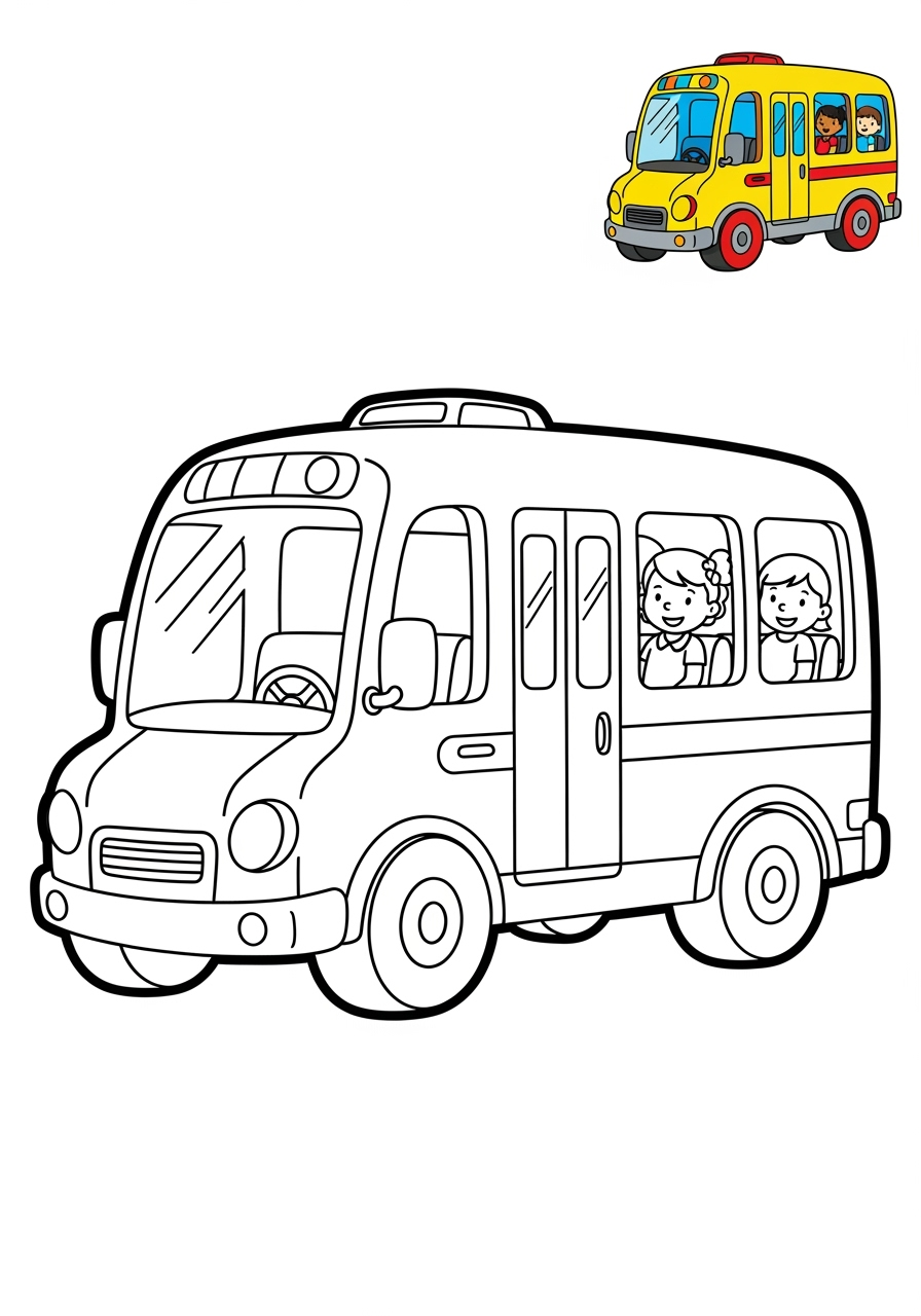 easy vehicles 대중교통 shuttle bus kids coloring page 0