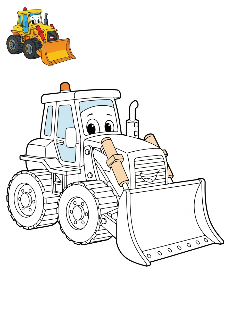 easy vehicles Construction Vehicles bulldozer kids coloring page 0