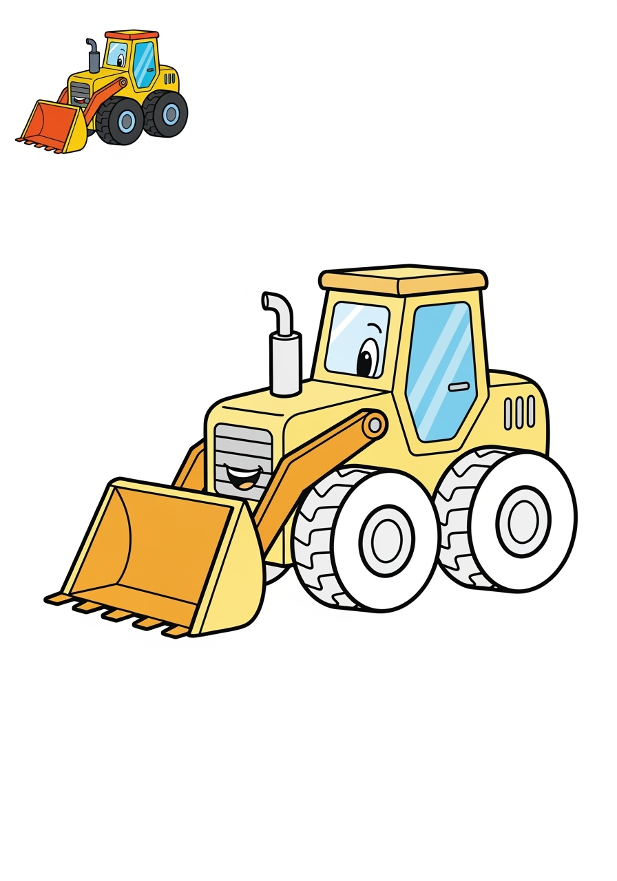 easy vehicles Construction Vehicles bulldozer kids coloring page 1