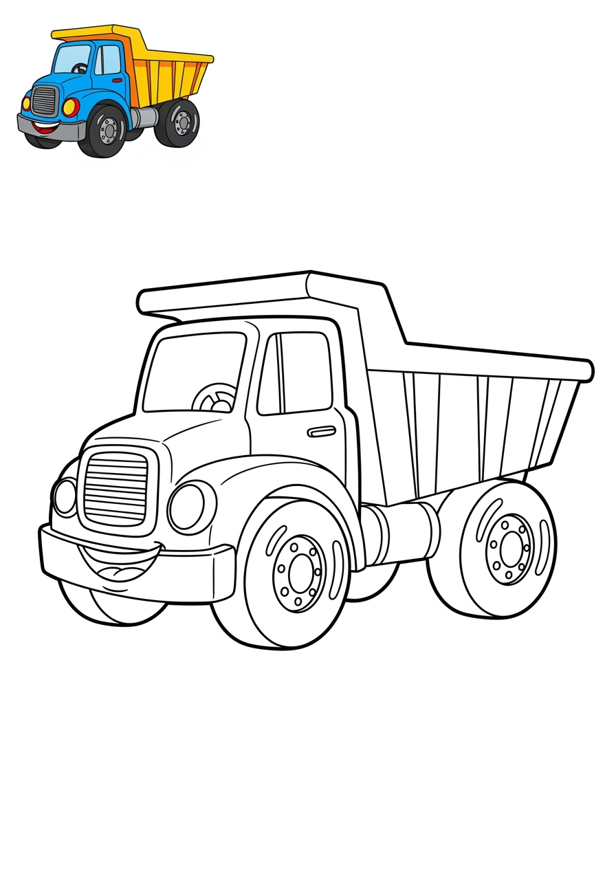 easy vehicles Construction Vehicles dump truck kids coloring page 0