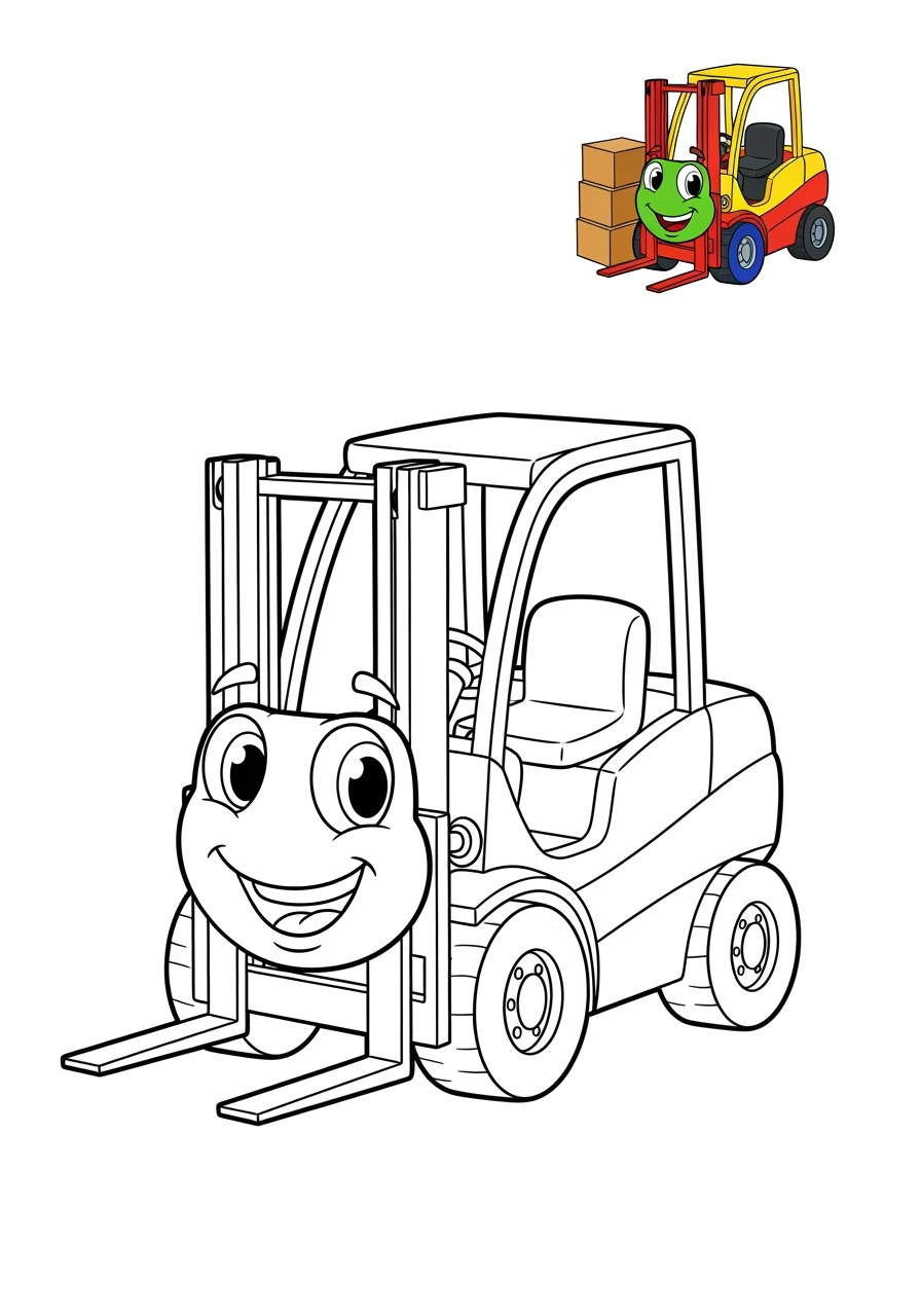 easy vehicles Construction Vehicles forklift kids coloring page 0