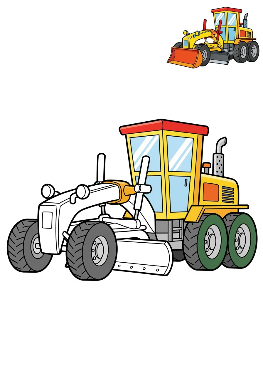 easy vehicles Construction Vehicles grader kids coloring page 0