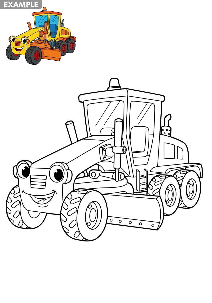 easy vehicles Construction Vehicles grader kids coloring page 1