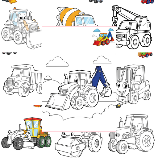 Easy Vehicles Construction Vehicles Coloring Sheets Collections Thumbnail
