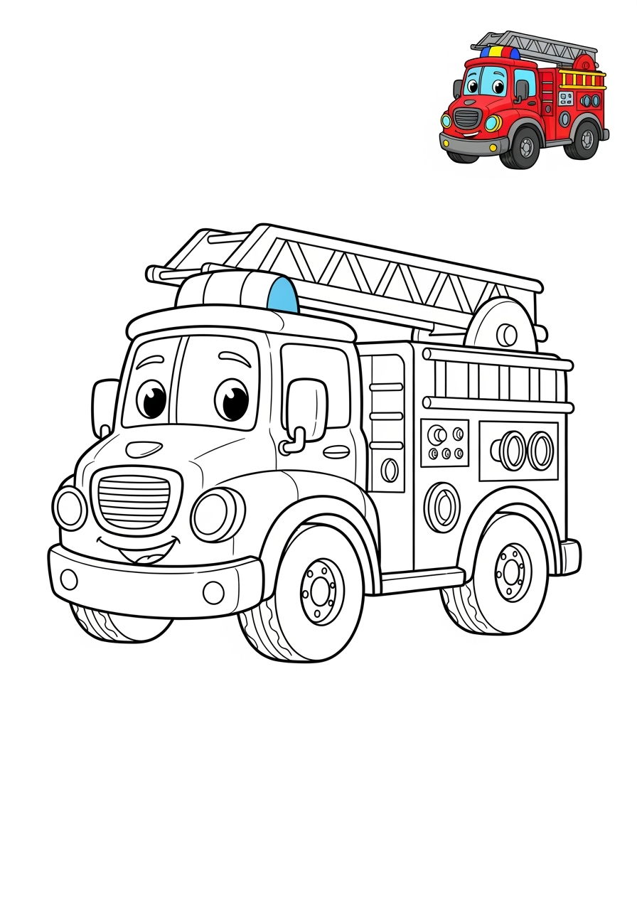 easy vehicles Emergency Vehicles fire truck kids coloring page 0
