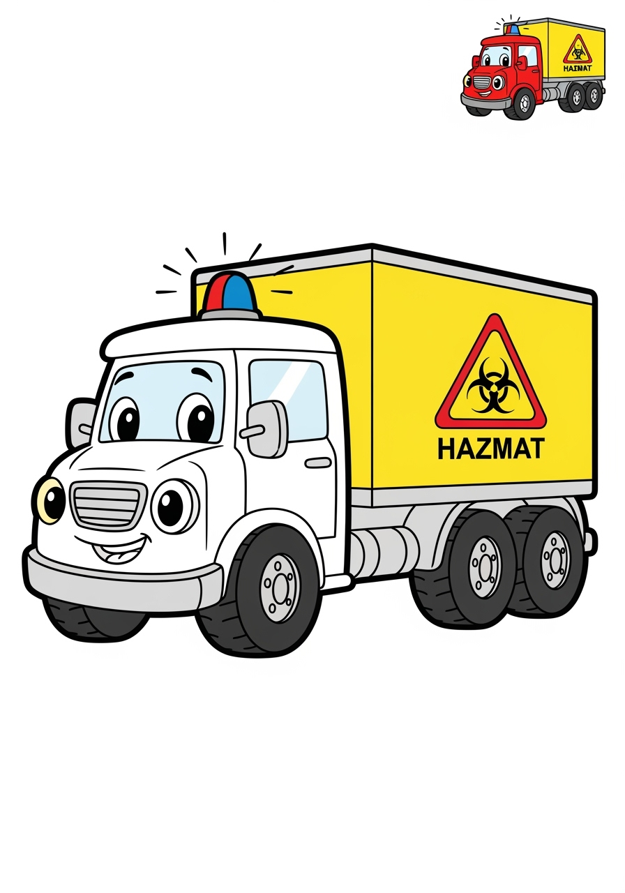 easy vehicles Emergency Vehicles hazmat truck kids coloring page 0
