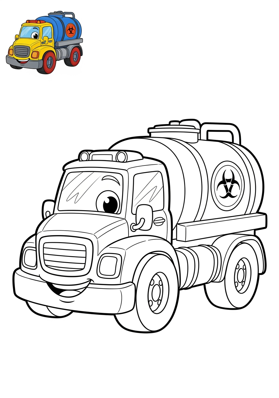 easy vehicles Emergency Vehicles hazmat truck kids coloring page 1