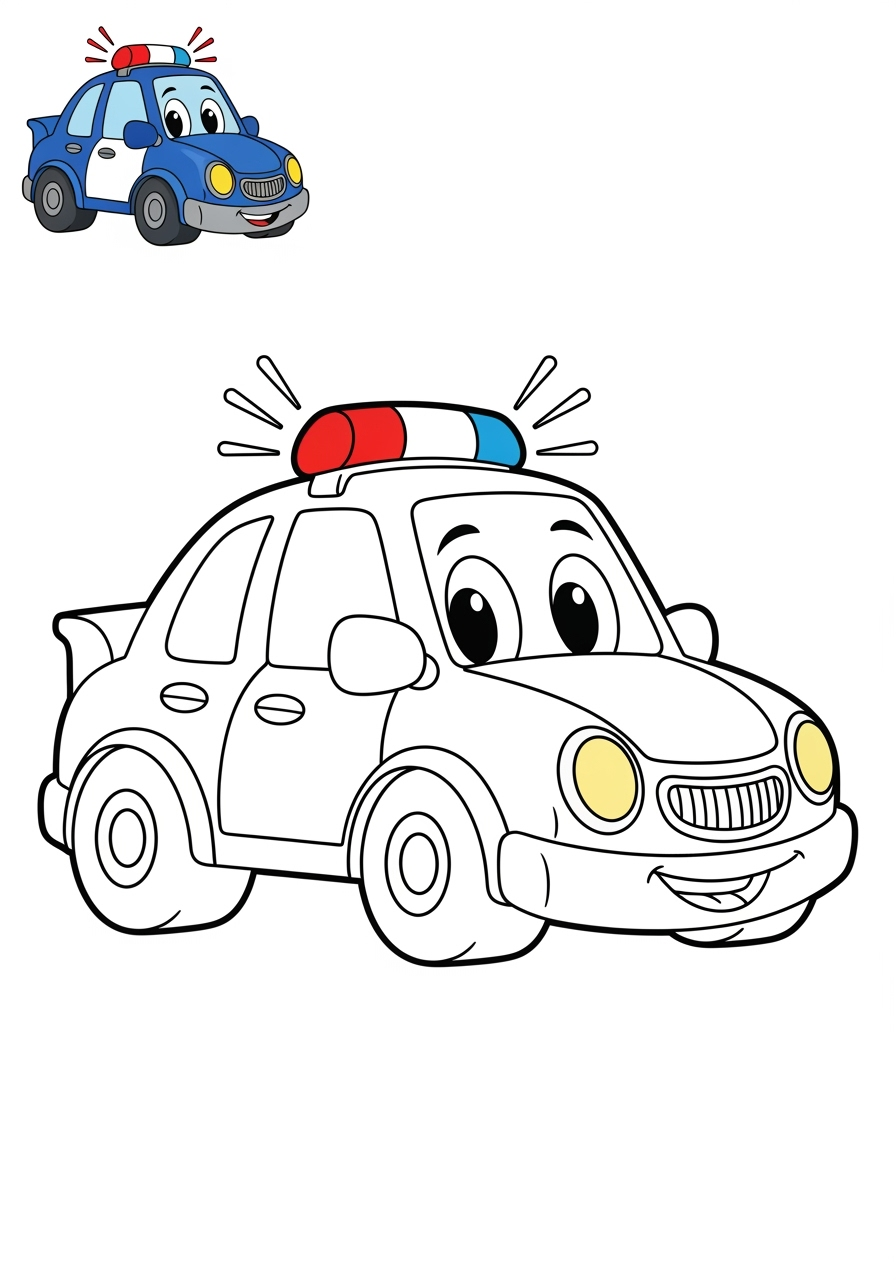 easy vehicles Emergency Vehicles police car kids coloring page 0