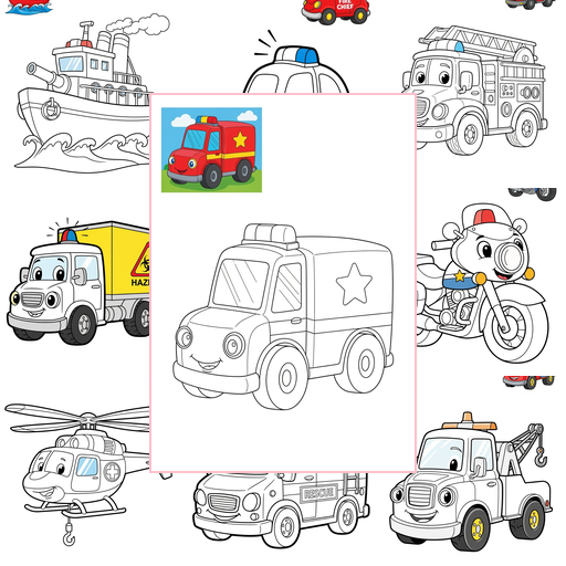 Easy Vehicles Emergency Vehicles Coloring Sheets Collections Thumbnail