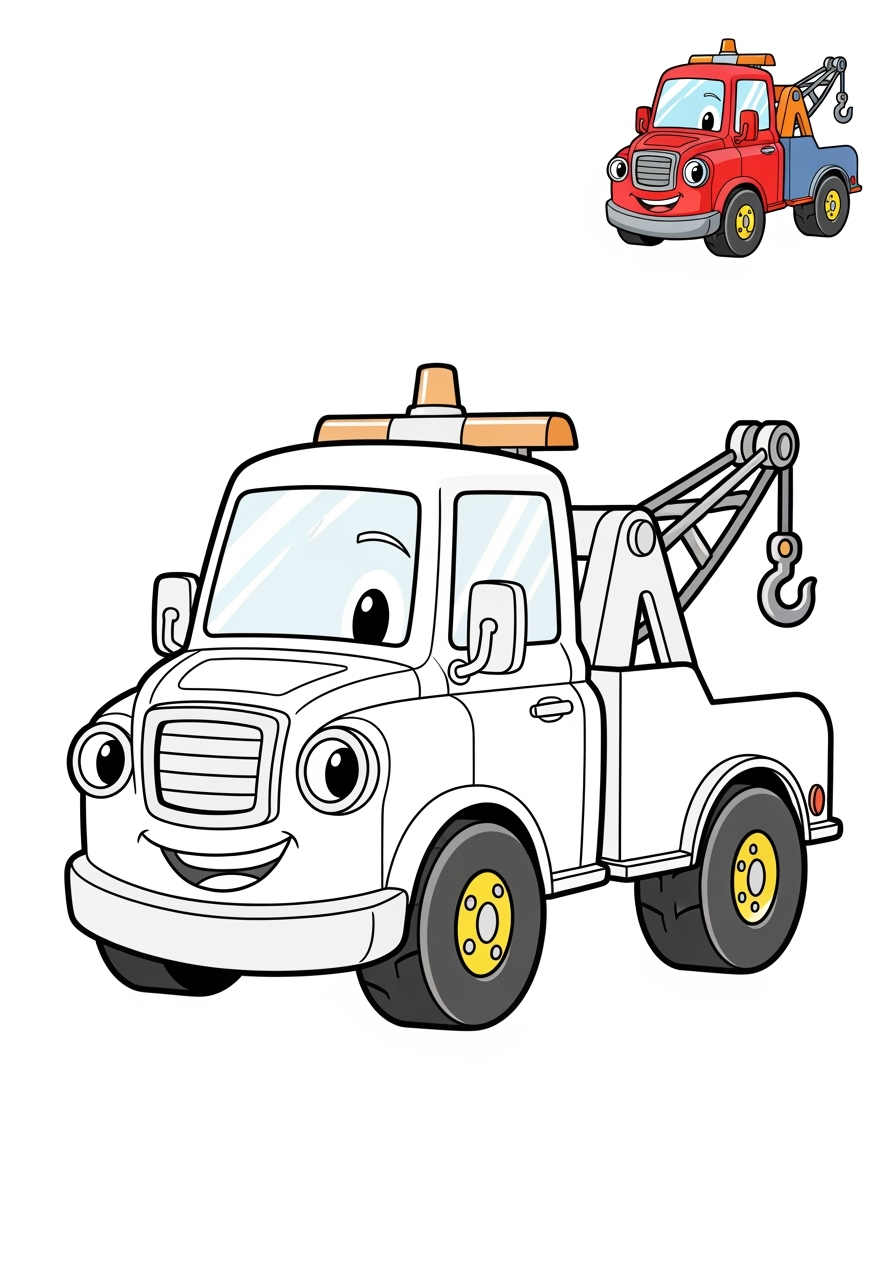 easy vehicles Emergency Vehicles tow truck kids coloring page 0
