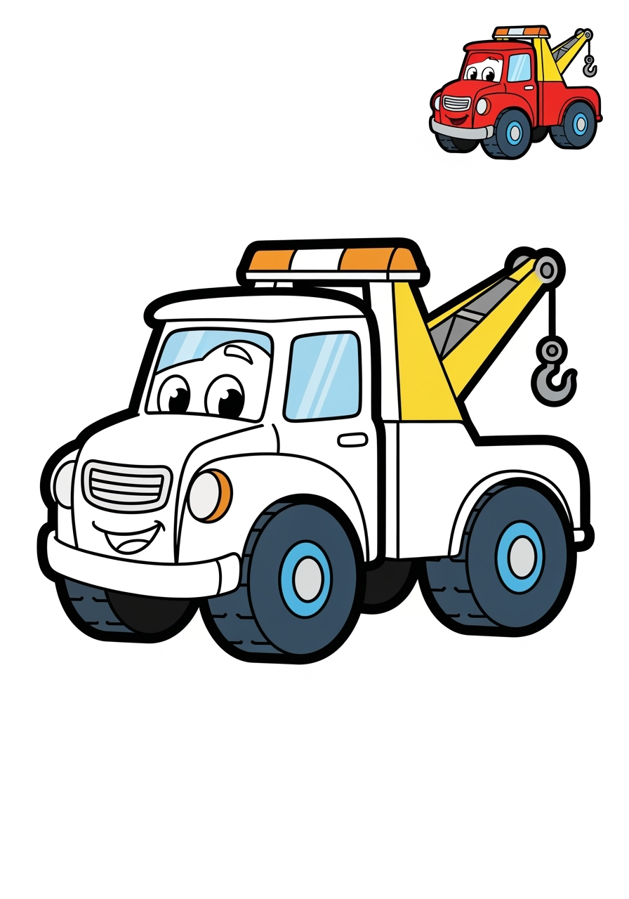 easy vehicles Emergency Vehicles tow truck kids coloring page 1