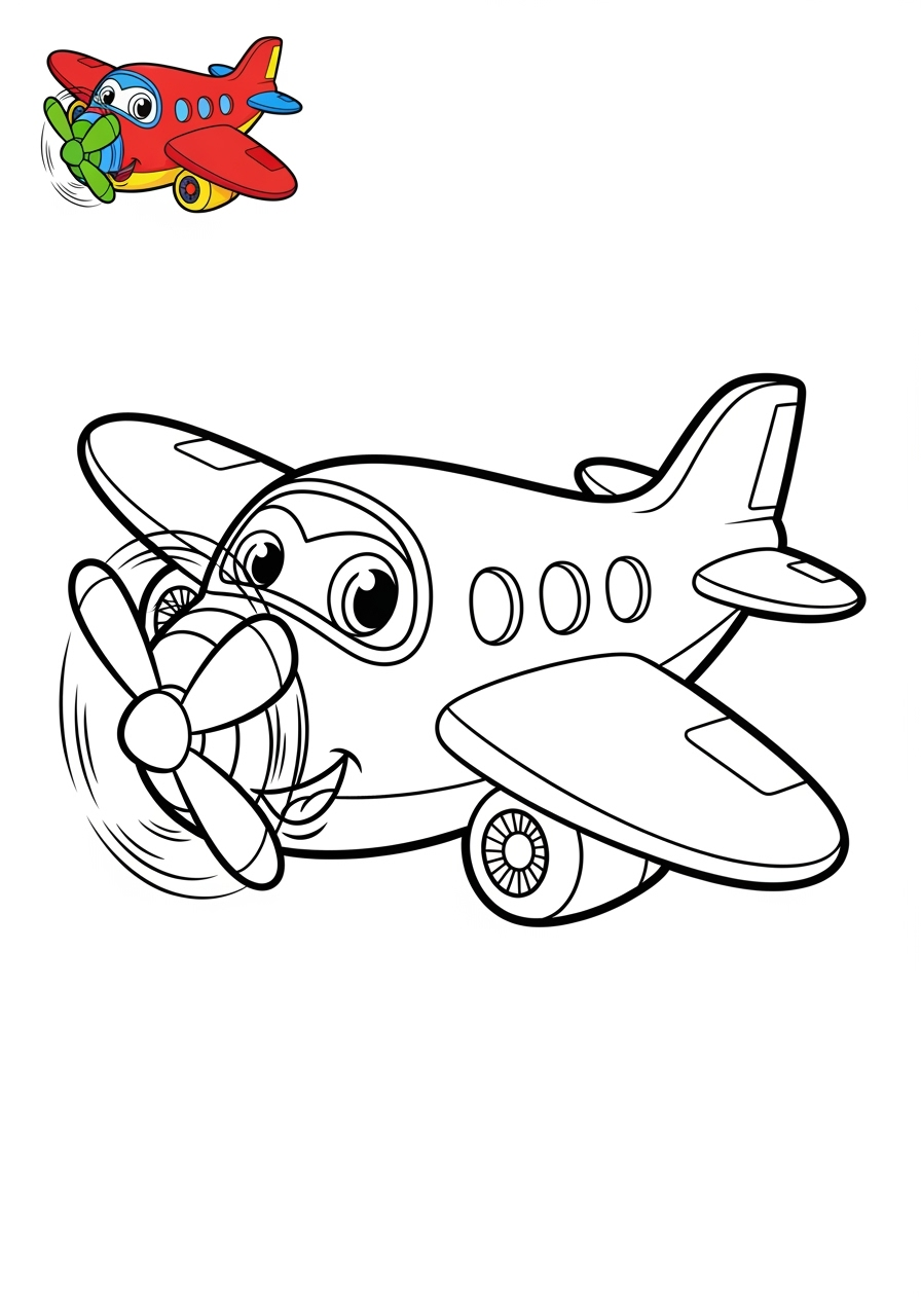easy vehicles Air Transport airplane kids coloring page 0