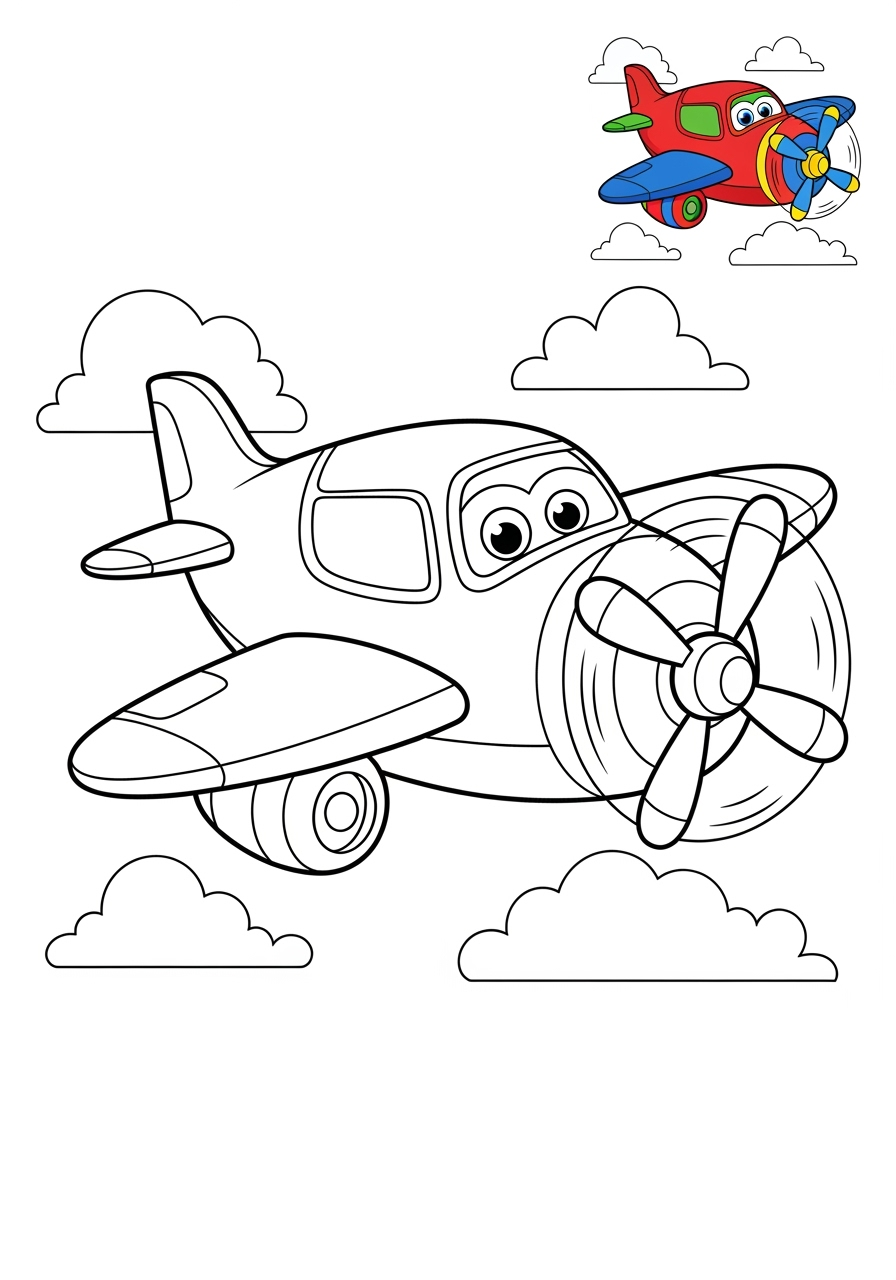 easy vehicles Air Transport airplane kids coloring page 1