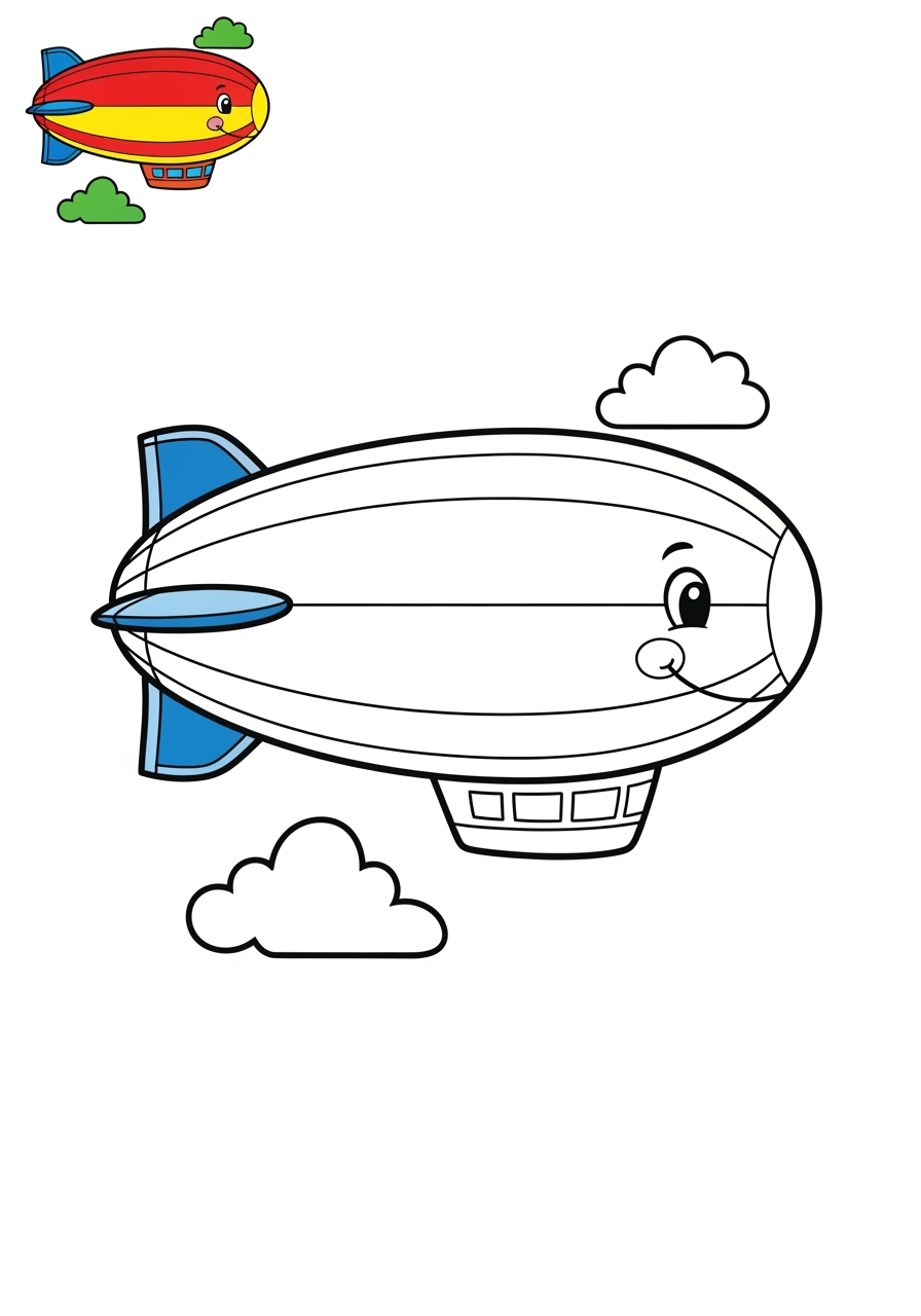 easy vehicles Air Transport blimp kids coloring page 0