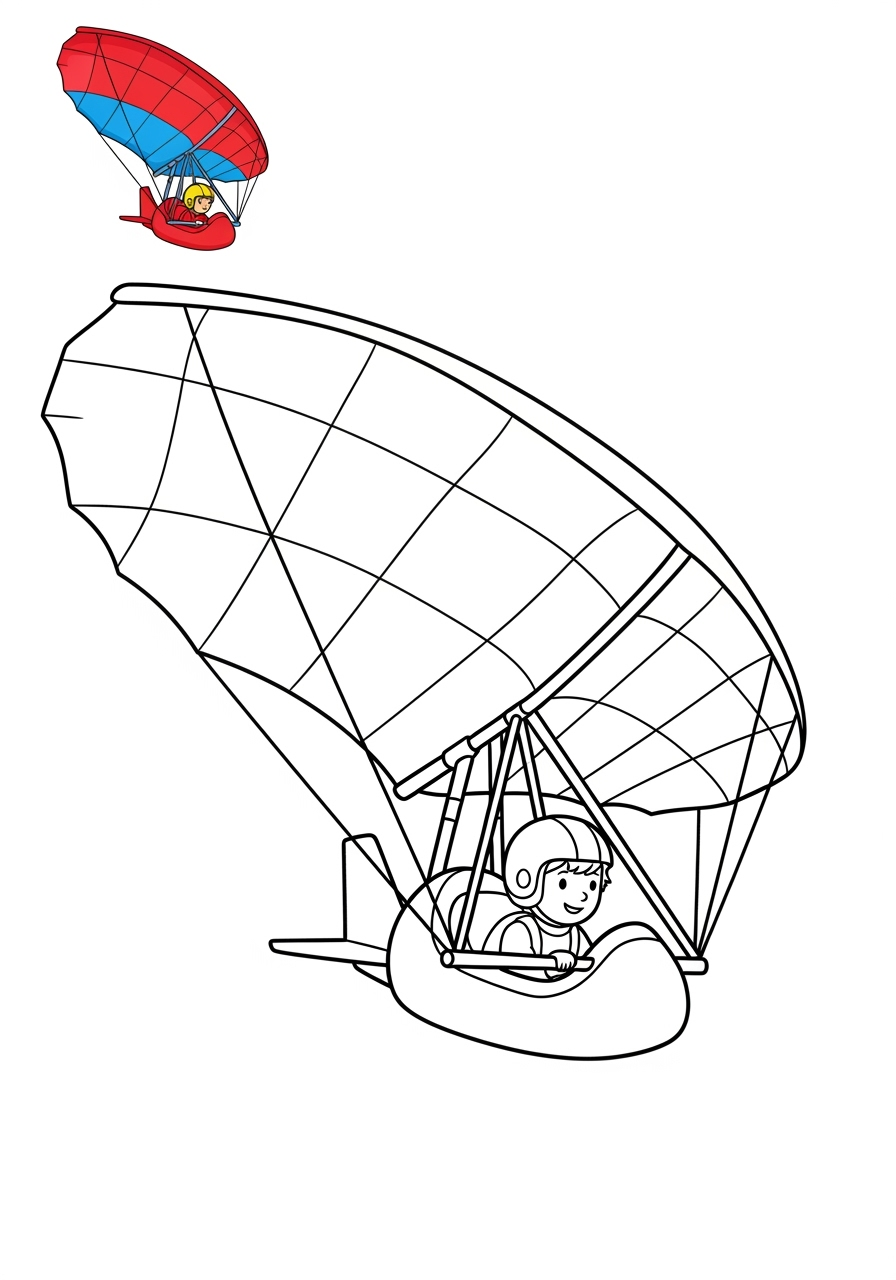 easy vehicles Air Transport hang glider kids coloring page 0