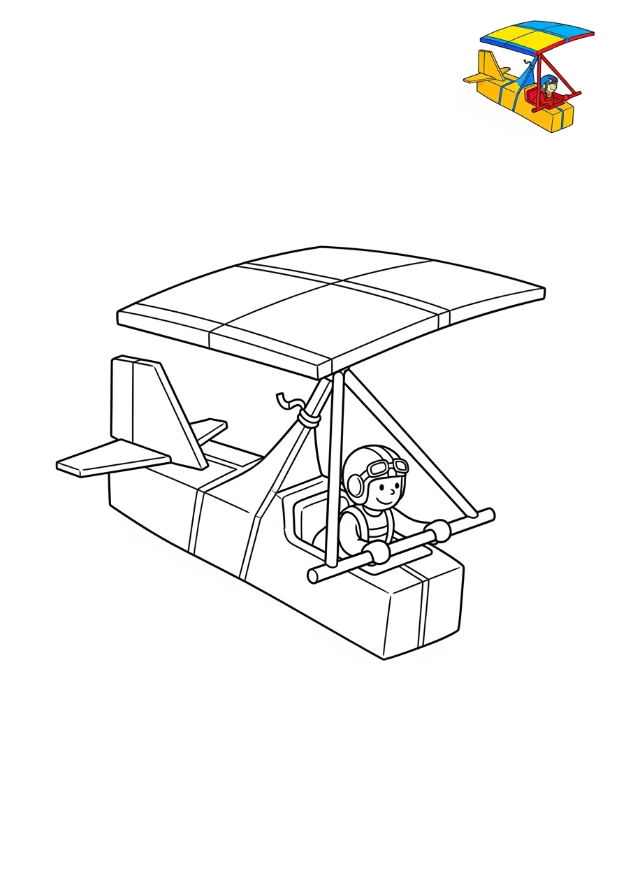 easy vehicles Air Transport hang glider kids coloring page 1