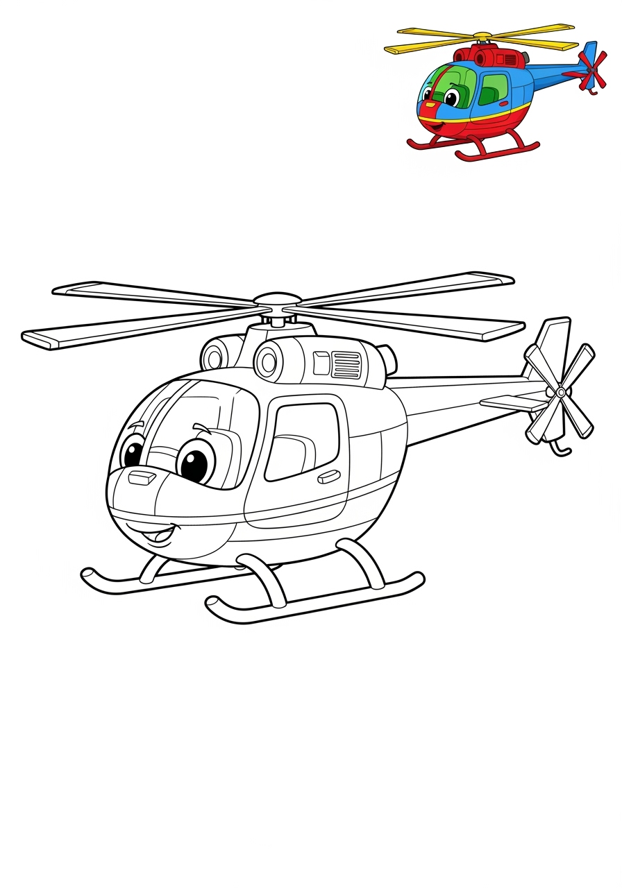 easy vehicles Air Transport helicopter kids coloring page 0